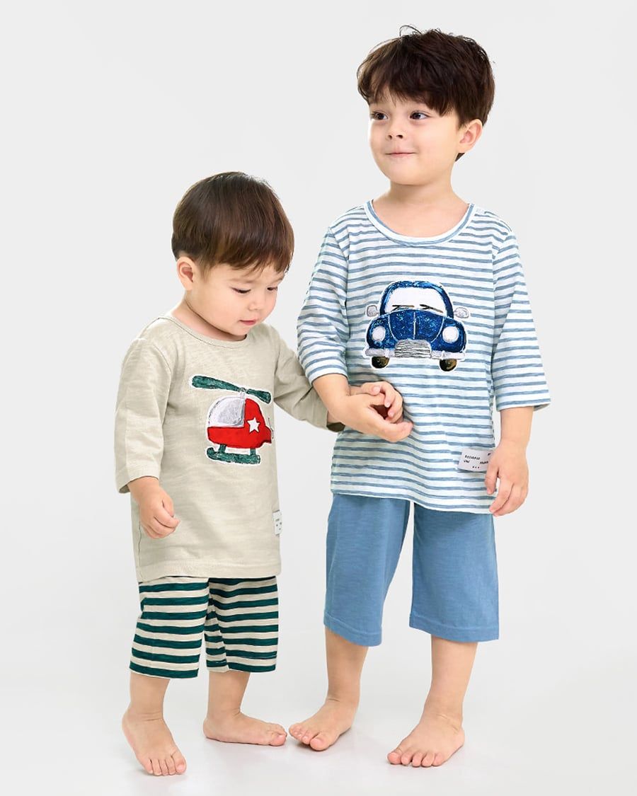 Bộ đồ lửng cotton mịn bé trai U2107