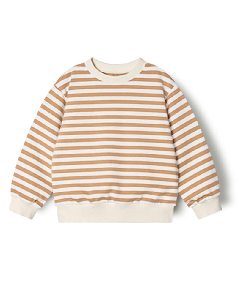 Áo sweater dài tay kẻ ngang vải cotton spandex dày vừa bé trai và bé gái U900F