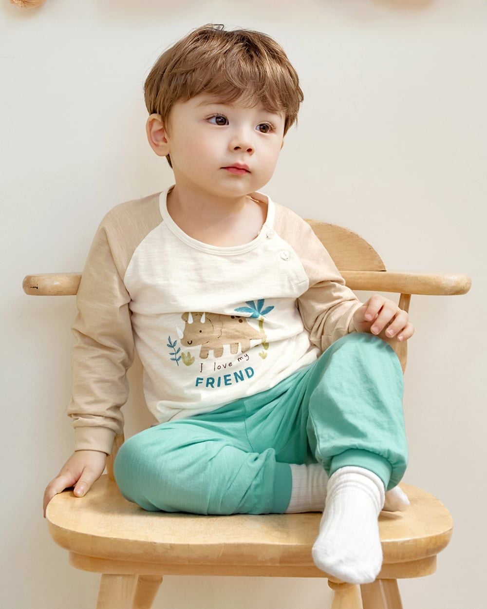 Bộ đồ dài cotton mịn dáng rộng bé trai U1305