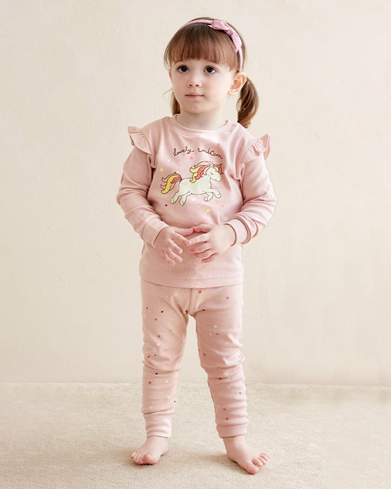 Bộ đồ dài dáng ôm cotton mịn bé gái U1202