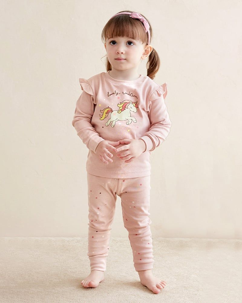 Bộ đồ dài dáng ôm cotton mịn bé gái U1202