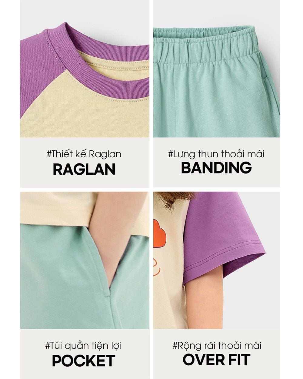 Bộ đồ ngắn cotton mịn bé gái U3189