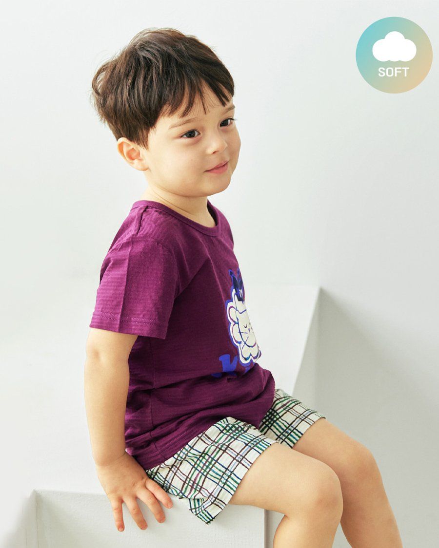 Bộ đồ ngắn cotton giấy phối cotton mịn bé gái và bé trai U3144