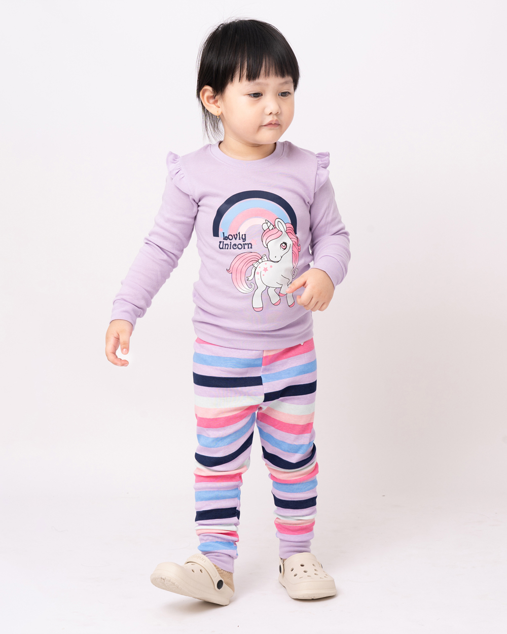 Bộ đồ dài dáng ôm cotton mịn bé gái U1149