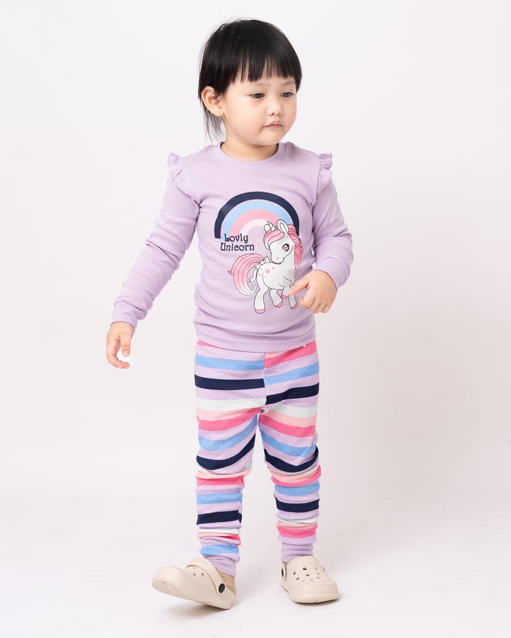 Bộ đồ dài dáng ôm cotton mịn bé gái U1149
