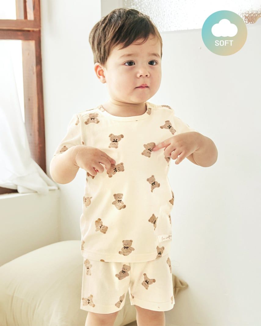 Bộ đồ ngắn cotton mịn bé gái và bé trai U3176