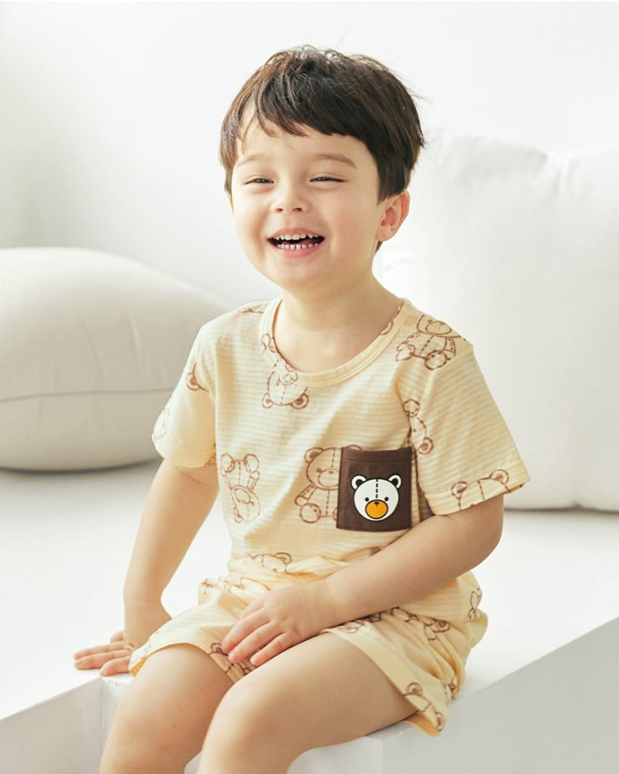 Bộ đồ ngắn cotton giấy bé gái và bé trai U3150