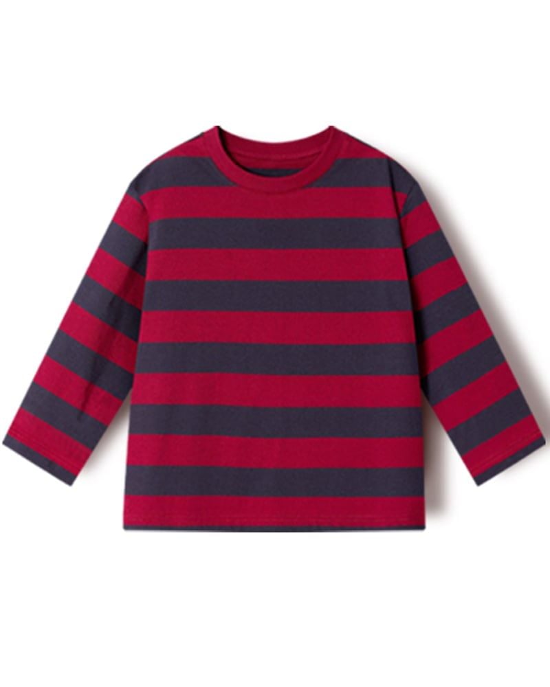 Áo phông tay dài kẻ ngang cotton bé trai và bé gái U900K