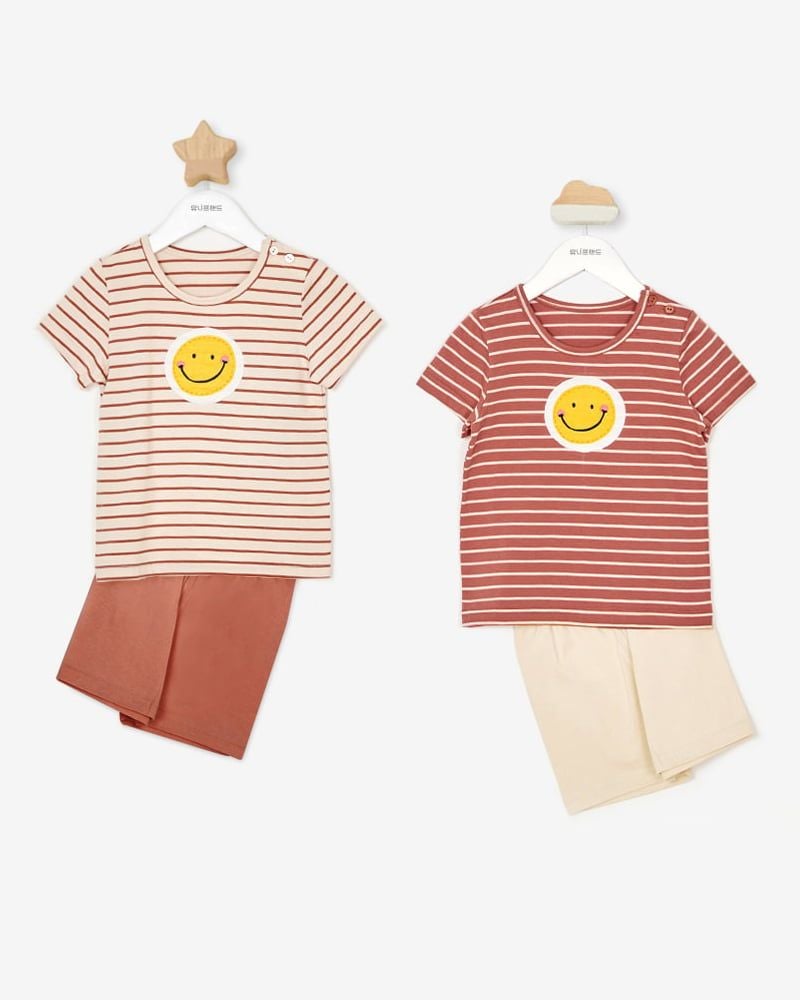 Bộ đồ ngắn cotton mịn bé trai và bé gái U3122