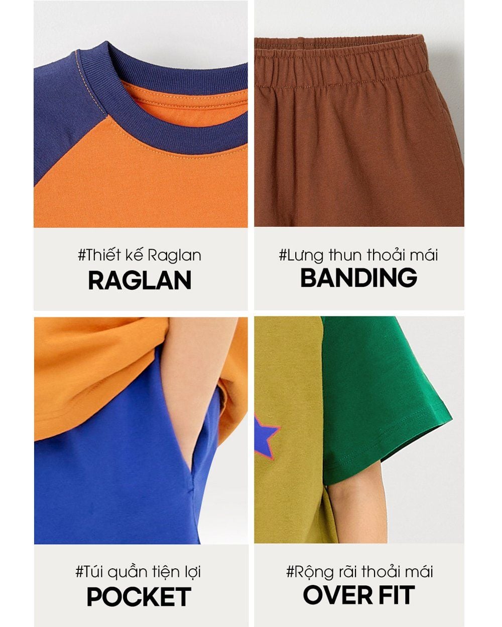 Bộ đồ ngắn cotton mịn bé trai và bé gái U3188