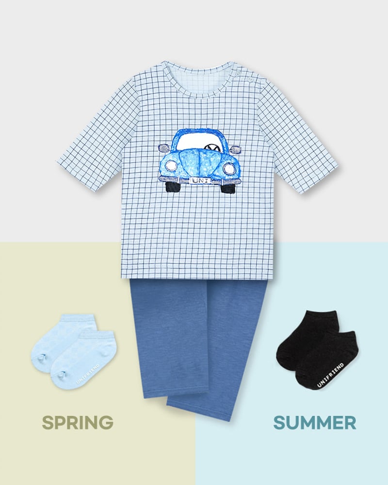 Bộ đồ lửng cotton mịn bé trai U2067