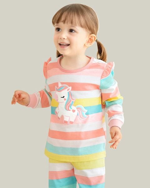 Bộ đồ dài dáng rộng cotton mịn bé gái U1183