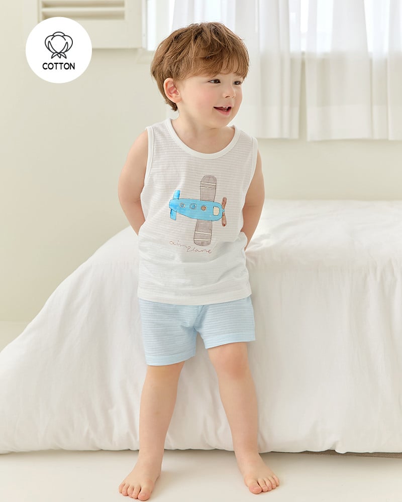 Bộ đồ ba lỗ cotton giấy bé trai U4113