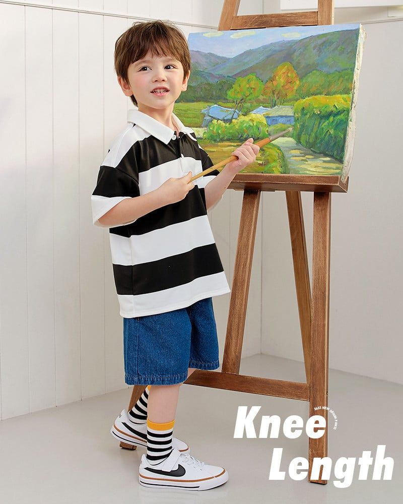 Quần short jean dài qua gối ống suông bé trai và bé gái U951A