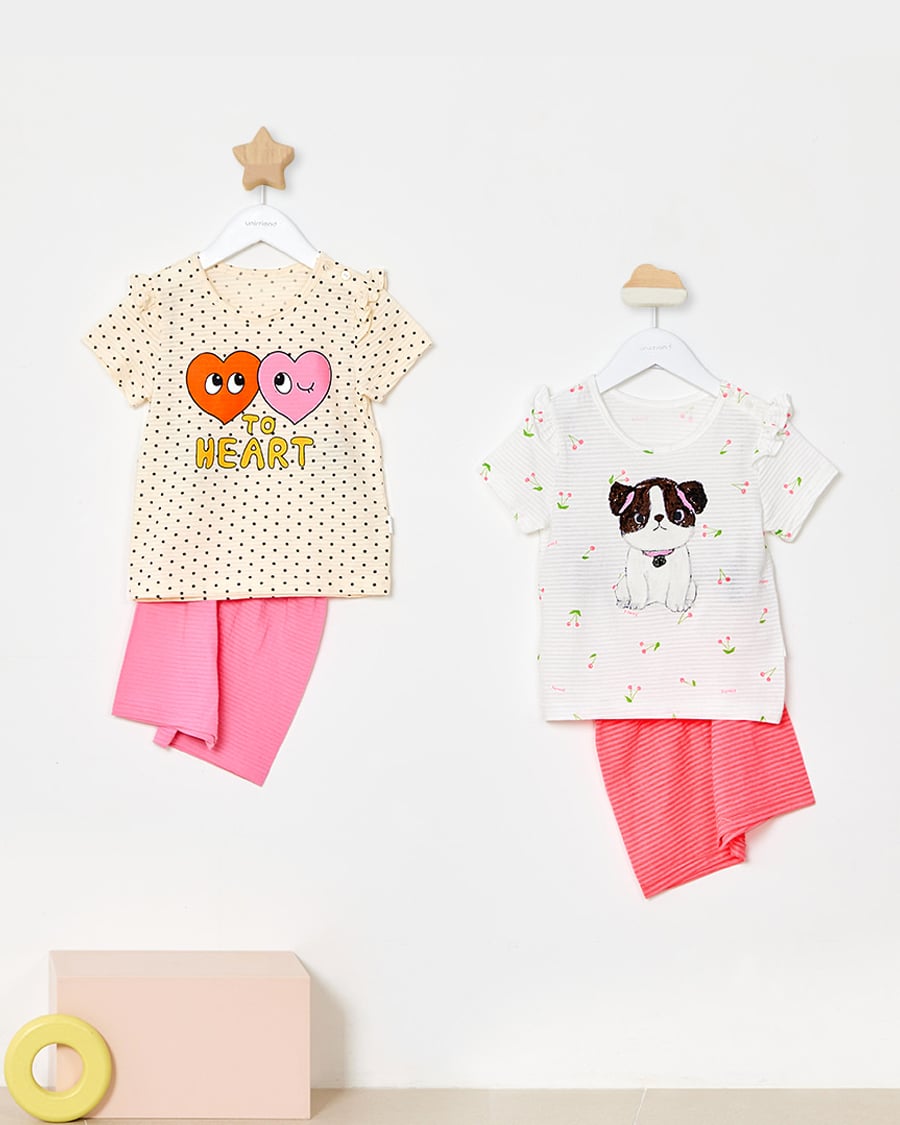 Bộ đồ ngắn cotton giấy bé gái U3114