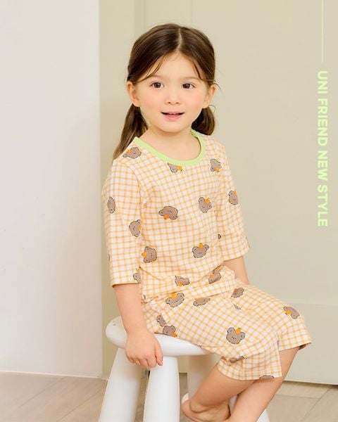 Bộ đồ lửng cotton mịn bé gái U2154