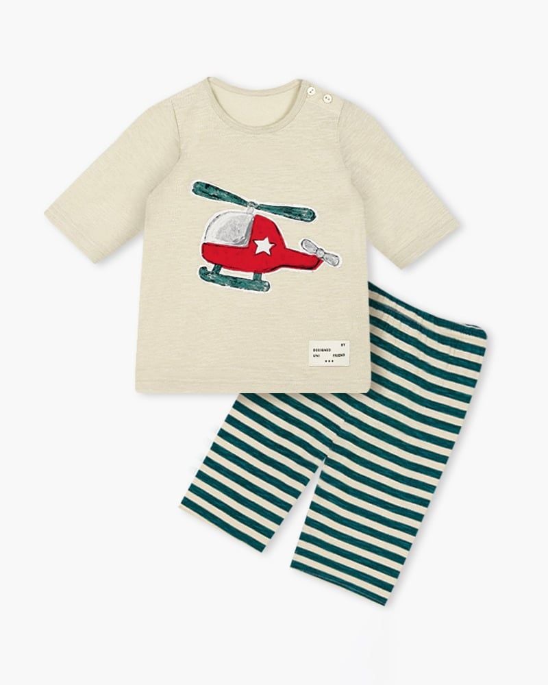 Bộ đồ lửng cotton mịn bé trai U2108