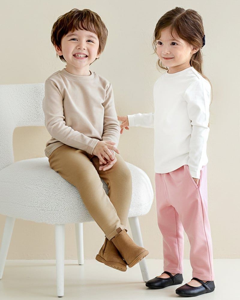 Áo dài tay cổ tròn vải nỉ cào bông ấm thu đông bé trai và bé gái U900L