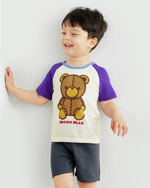 Bộ đồ ngắn cotton giấy bé gái và bé trai U3152