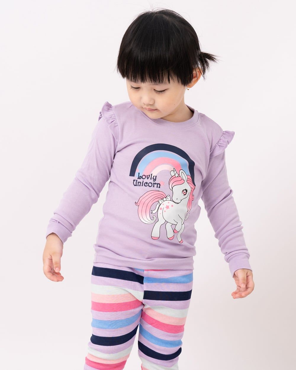 Bộ đồ dài dáng ôm cotton mịn bé gái U1149