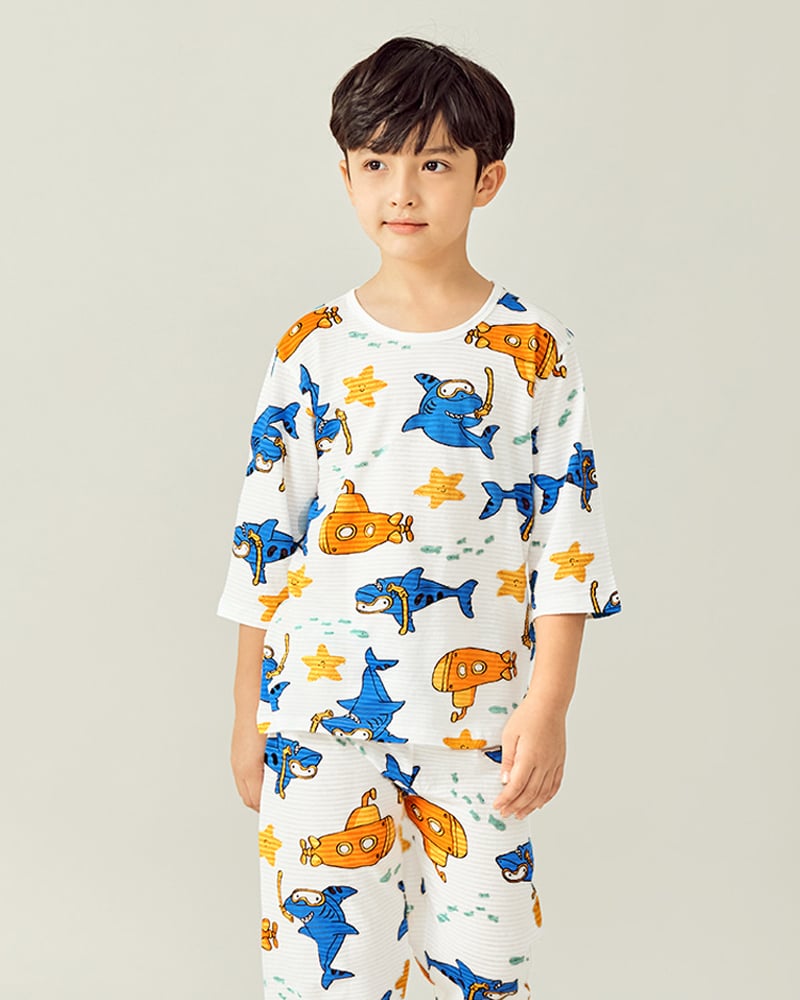 Bộ đồ lửng cotton giấy bé trai U2038