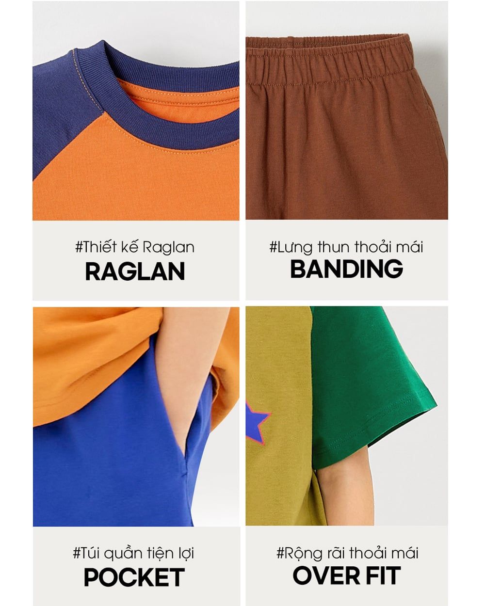 Bộ đồ ngắn cotton mịn bé trai và bé gái U3187