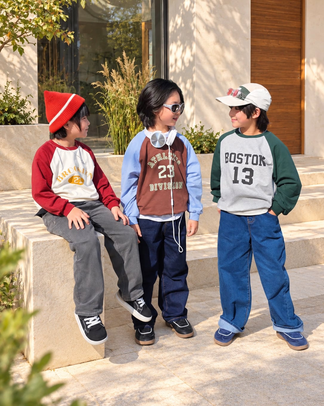 Áo sweater dài tay vải nỉ da cá cotton bé trai và bé gái U900T