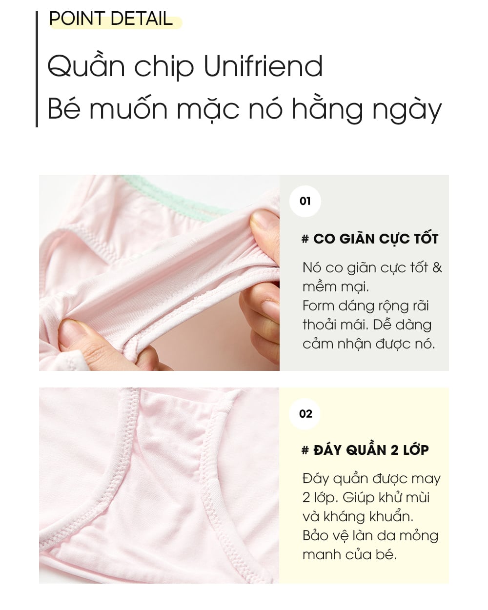 Set 3 quần chip tam giác vải Tencel cho bé gái U6061