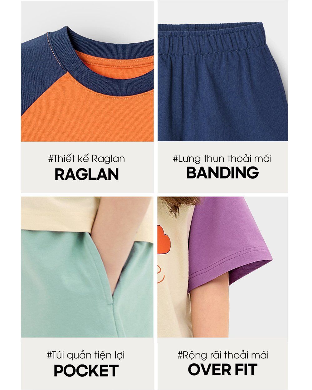 Bộ đồ ngắn cotton mịn bé trai U3190