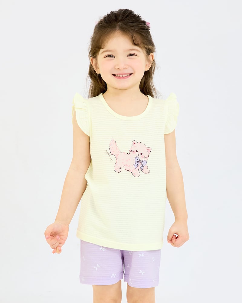 Bộ đồ ba lỗ cotton giấy bé gái U4094