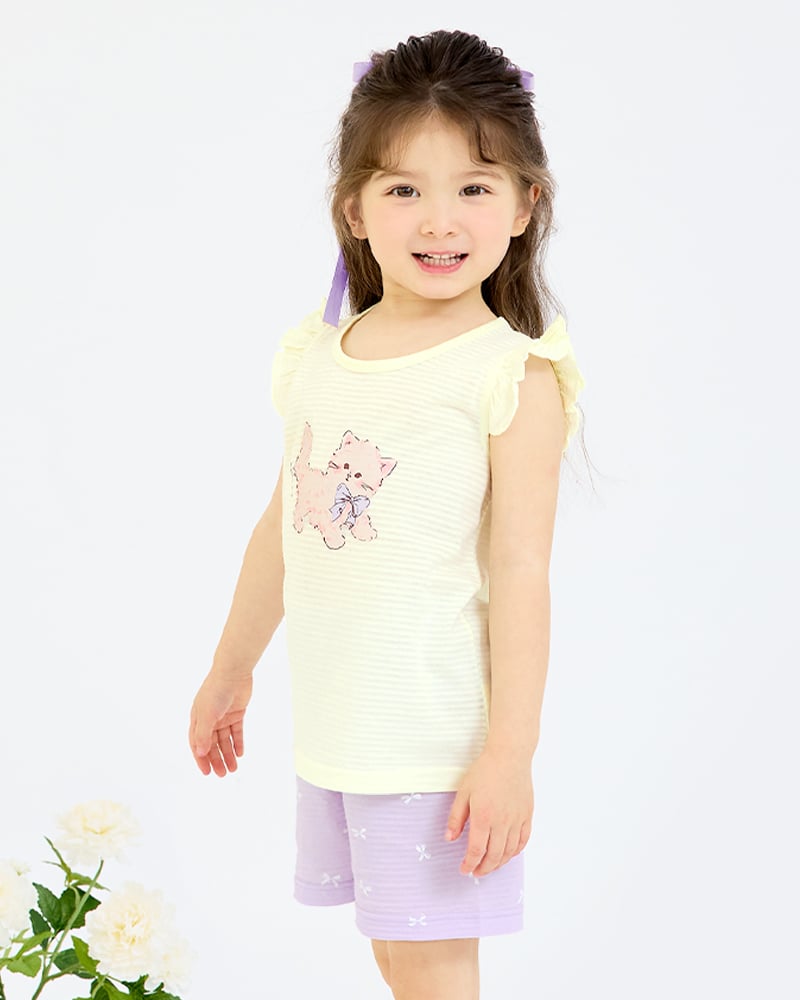 Bộ đồ ba lỗ cotton giấy bé gái U4094