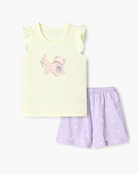 Bộ đồ ba lỗ cotton giấy bé gái U4094