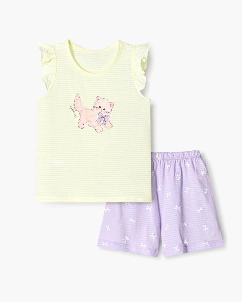 Bộ đồ ba lỗ cotton giấy bé gái U4094