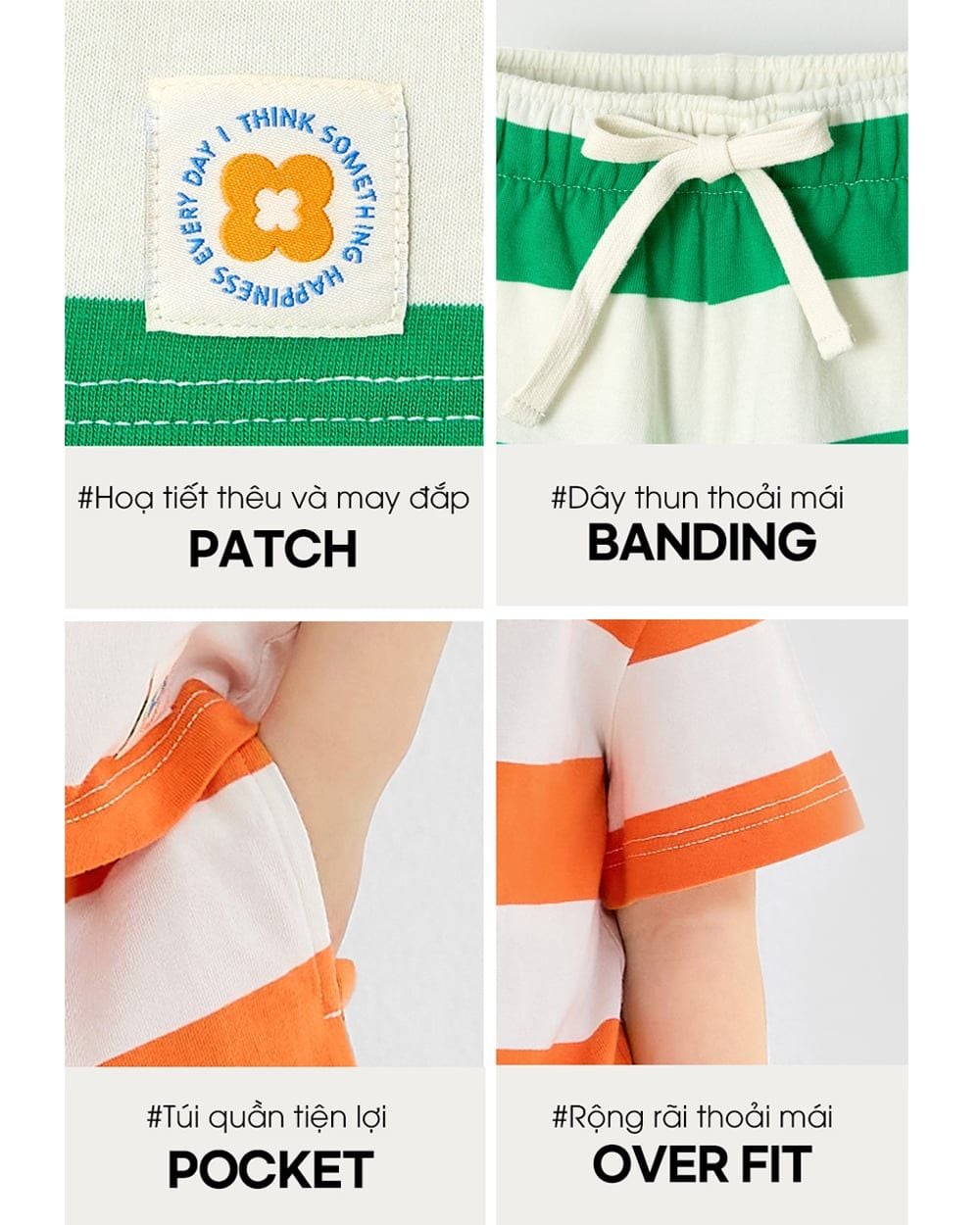 Bộ đồ ngắn cotton mịn bé trai và bé gái U3191