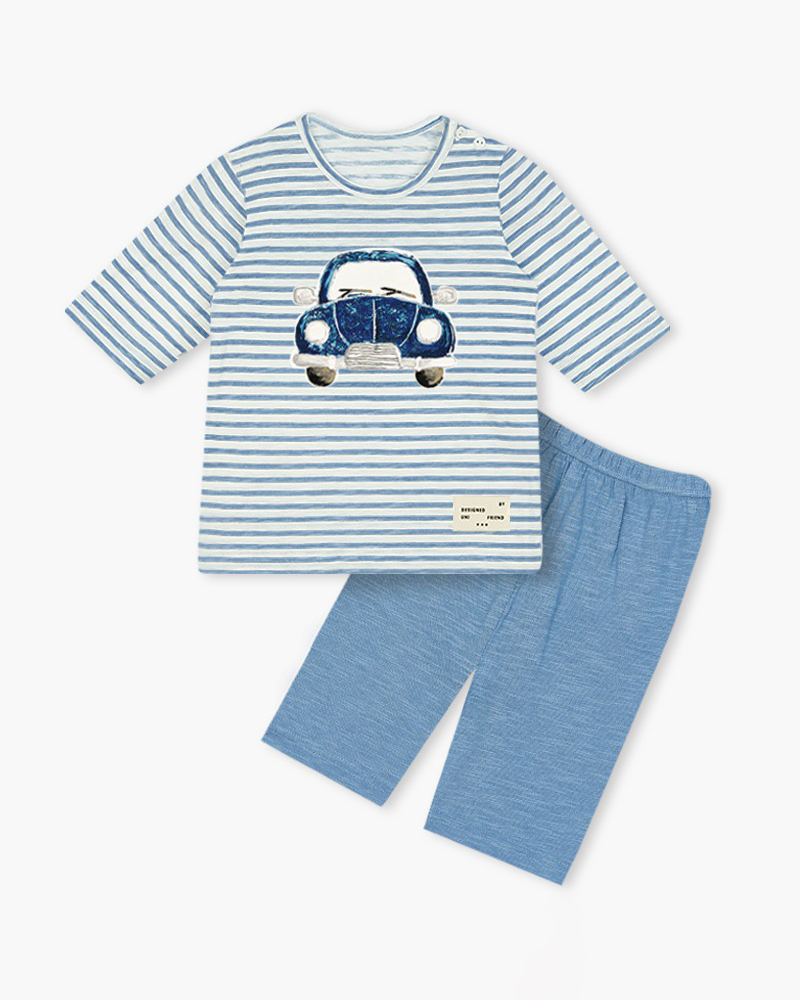 Bộ đồ lửng cotton mịn bé trai U2107