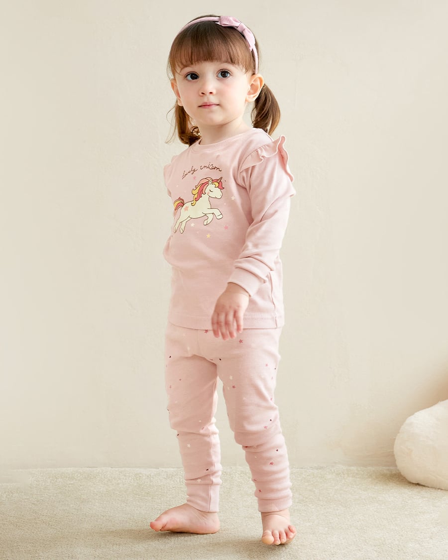 Bộ đồ dài dáng ôm cotton mịn bé gái U1202