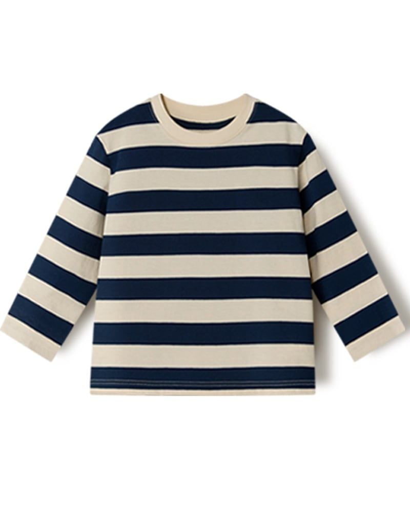 Áo phông tay dài kẻ ngang cotton bé trai và bé gái U900K