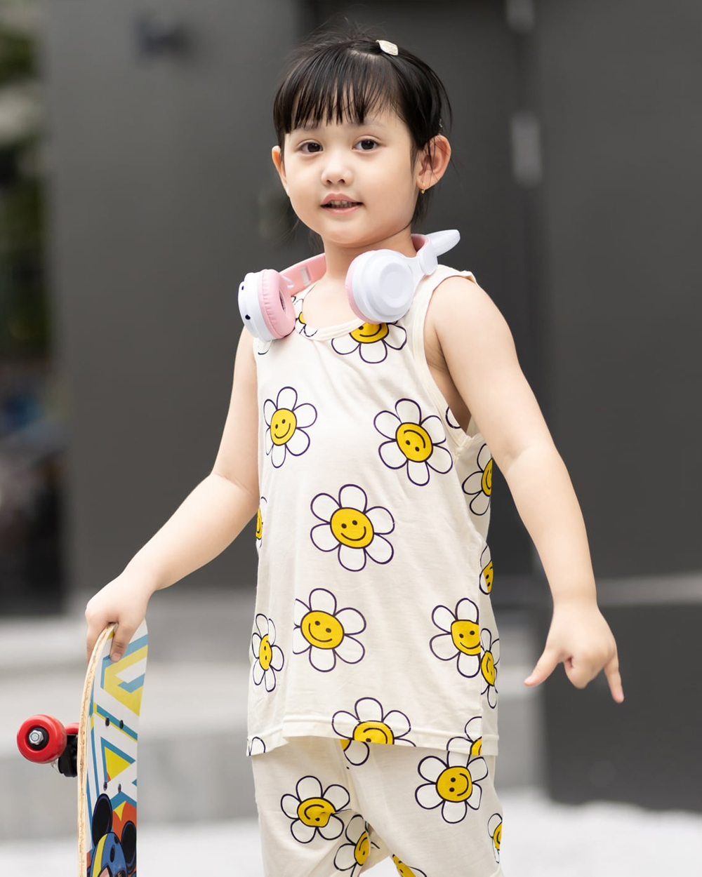 Bộ đồ ba lỗ Cool Feel mịn mỏng mát bé gái U4061