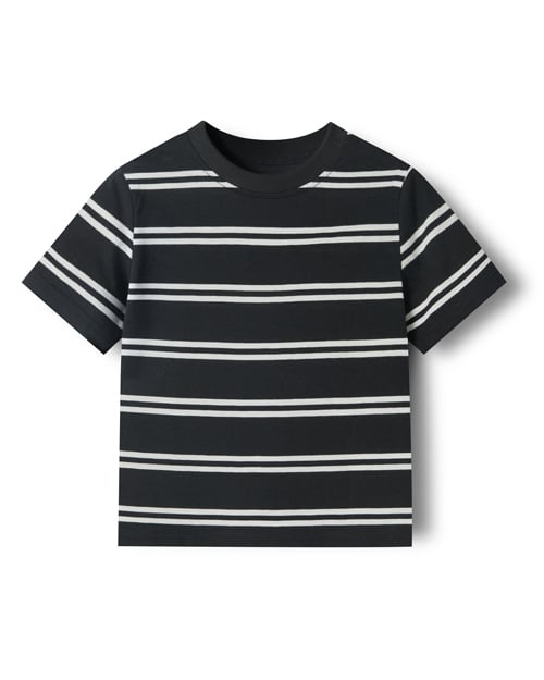 Áo thun ngắn tay kẻ sọc basic vải cotton sợi nhuộm bé trai và bé gái U900P
