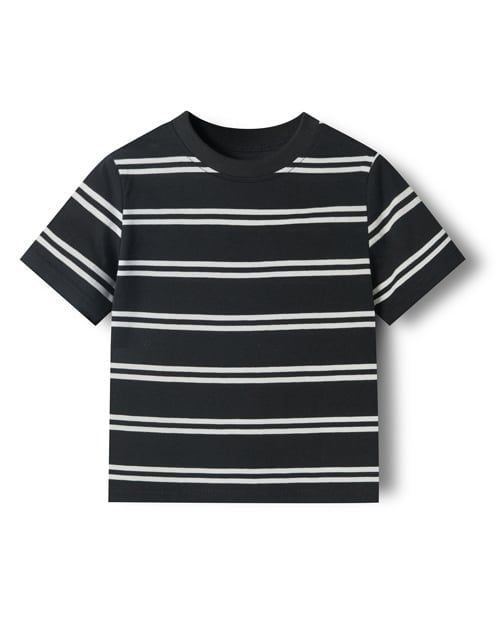 Áo thun ngắn tay kẻ sọc basic vải cotton sợi nhuộm bé trai và bé gái U900P