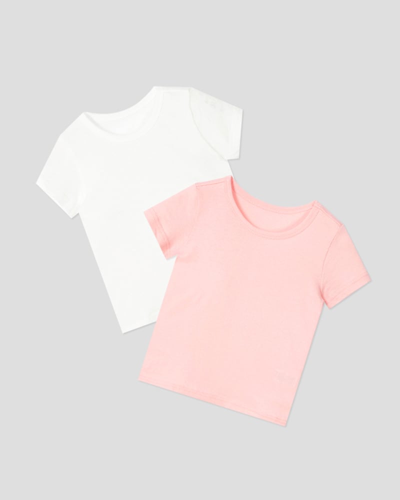 Set 2 áo phông ngắn tay cotton mịn bé gái U9002