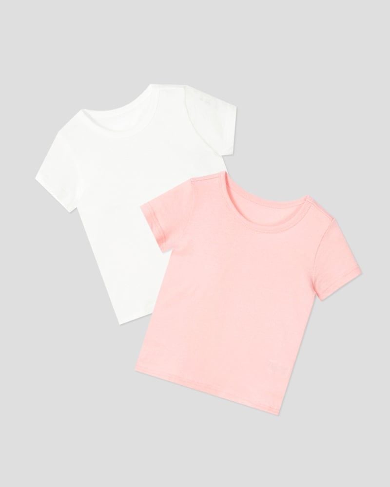 Set 2 áo phông ngắn tay cotton mịn bé gái U9002