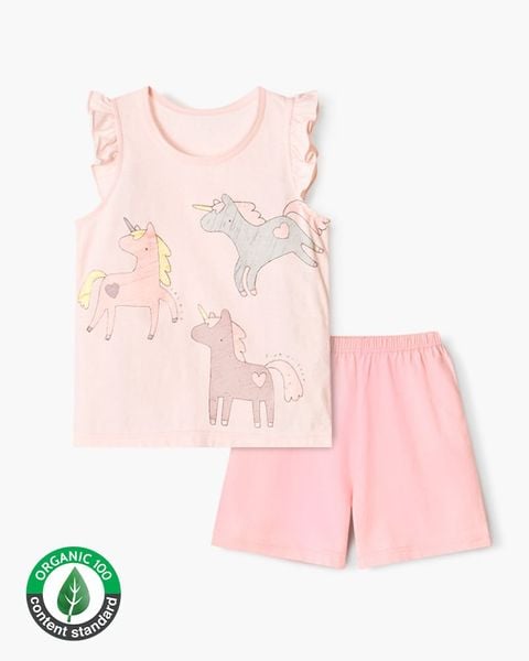 Bộ đồ ba lỗ cotton mịn bé gái U4102