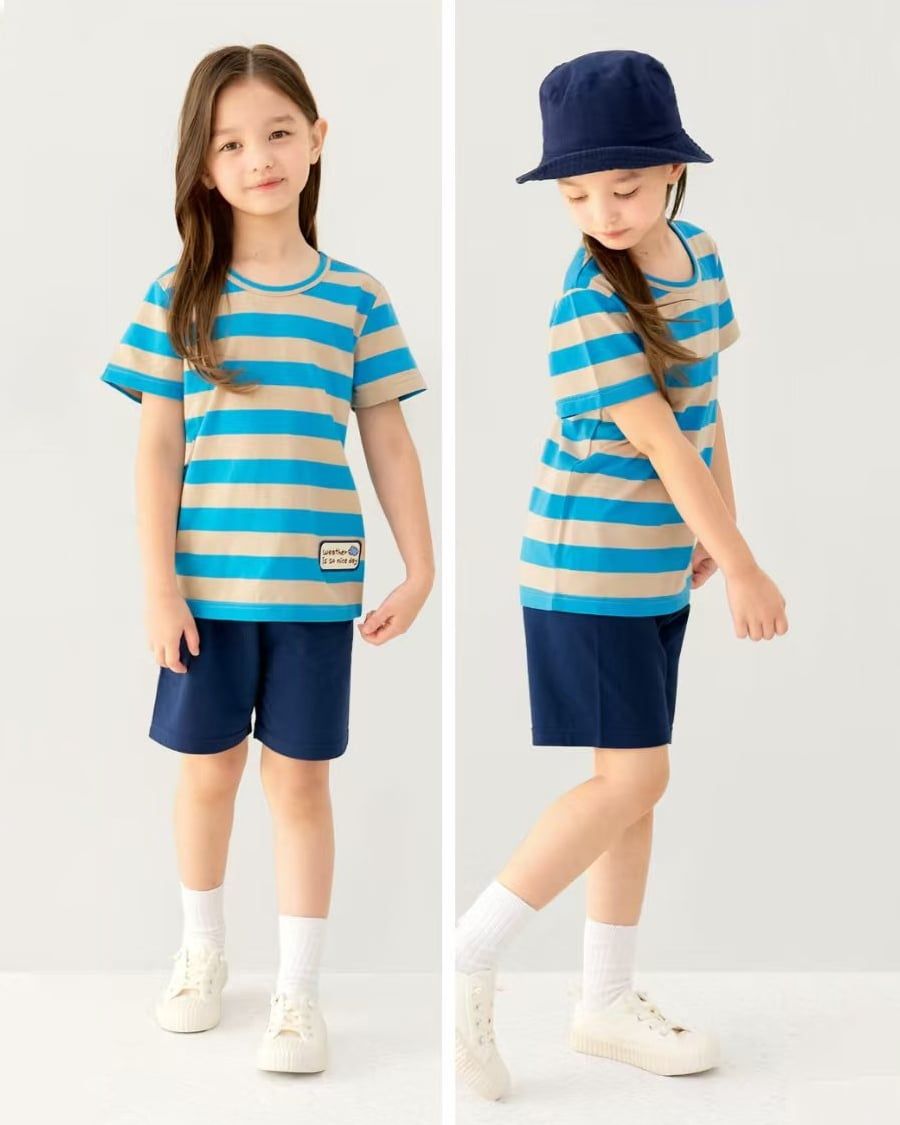 Bộ đồ ngắn cotton mịn bé gái và bé trai U3173