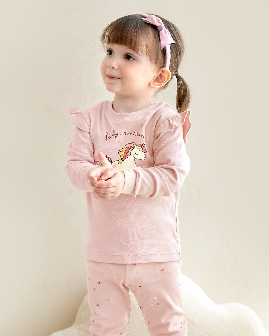 Bộ đồ dài dáng ôm cotton mịn bé gái U1202