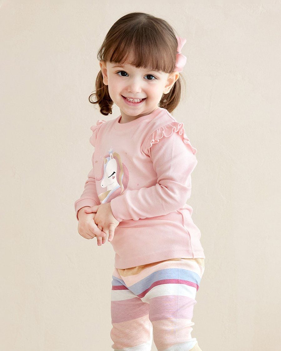 Bộ đồ dài dáng ôm cotton mịn bé gái U1205