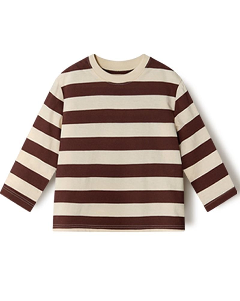 Áo phông tay dài kẻ ngang cotton bé trai và bé gái U900K