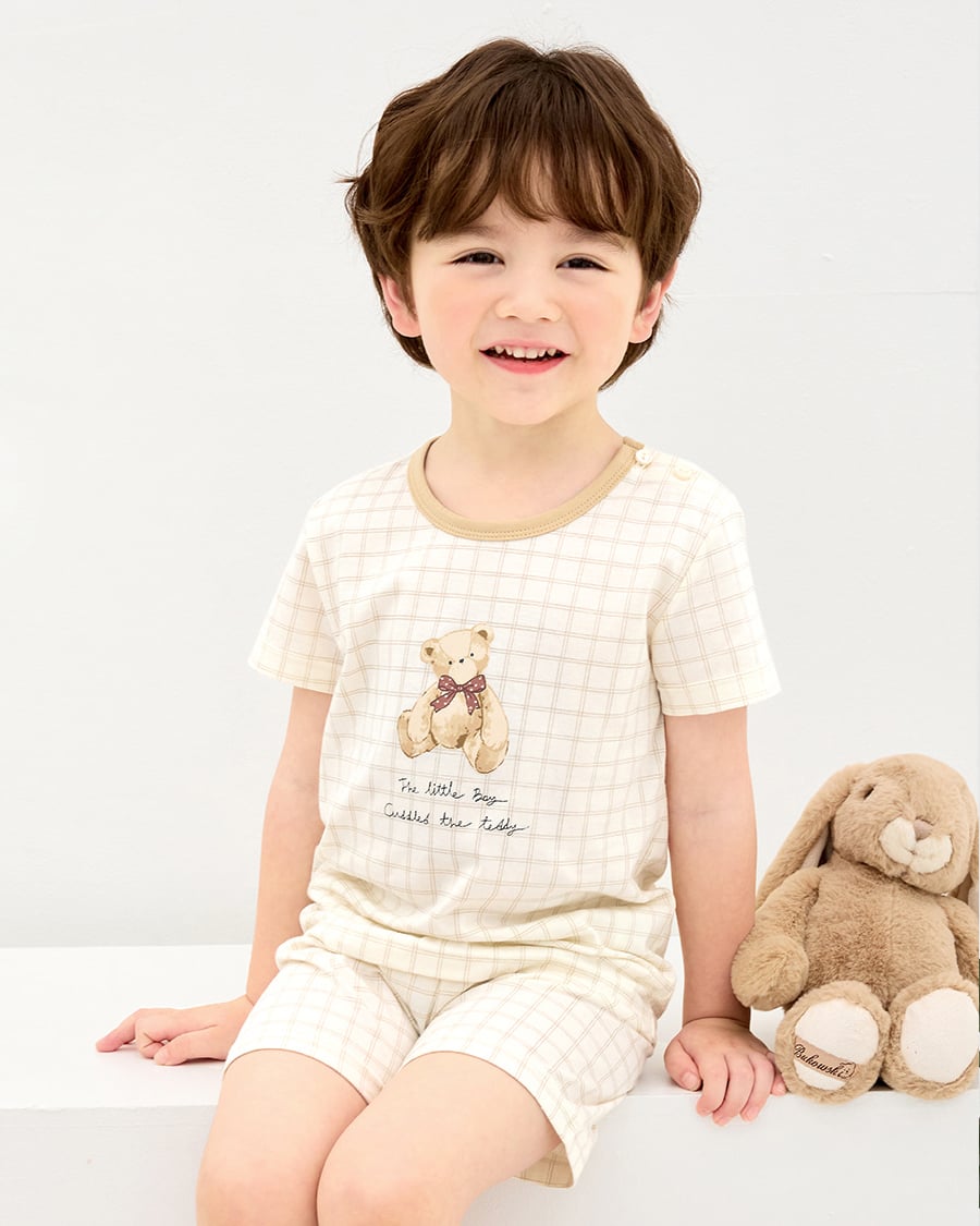 Bộ đồ ngắn cotton mịn bé trai và bé gái U3196