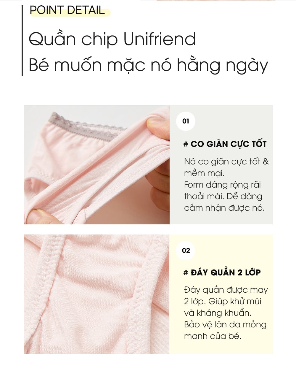 Set 3 quần chip tam giác vải Tencel cho bé gái U6062