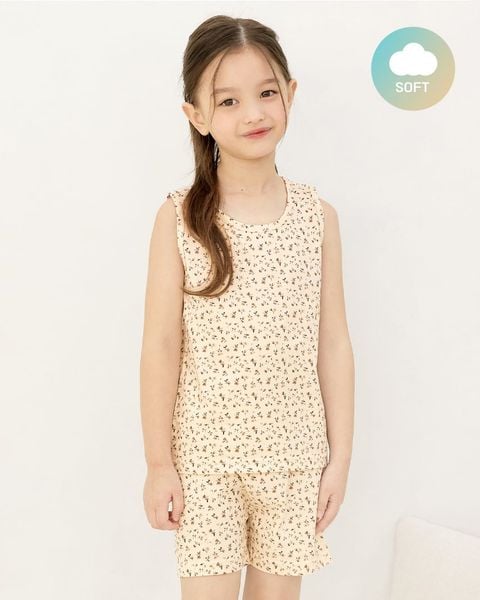 Bộ đồ ba lỗ cotton mịn bé gái U4107